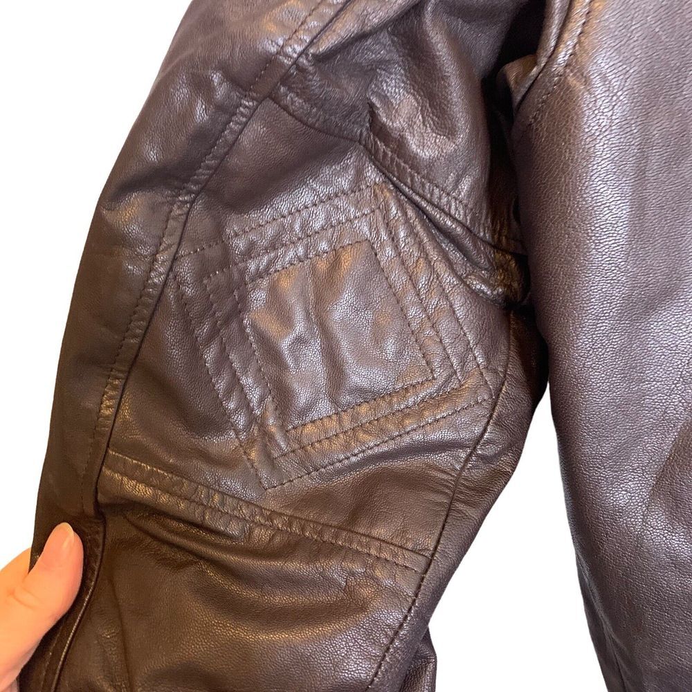Vanguard Leather of America Jacket Mens Large Bomber Flight Brown Zip Front Coat - Picture 6 of 13